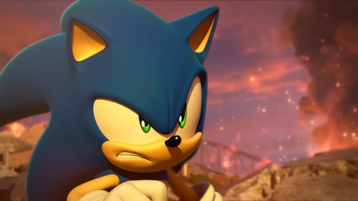sonic forces. modern and classic sonic run with the game