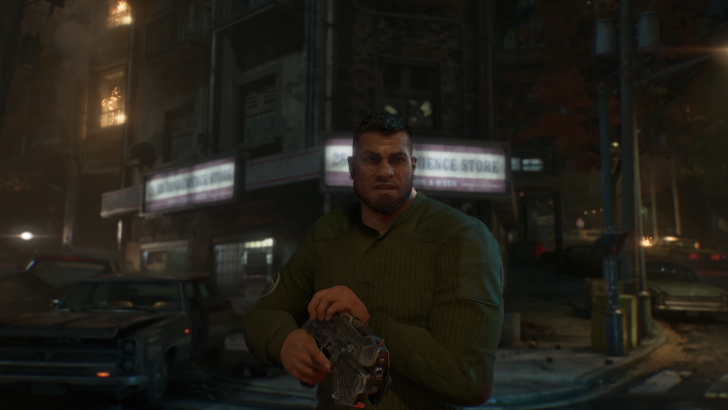 man in long-sleeved green shirt holding a gun