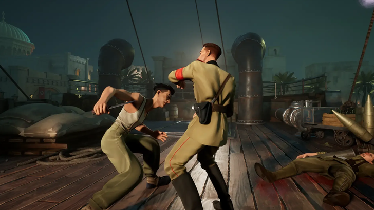 vano dodging punch from nazi soldier