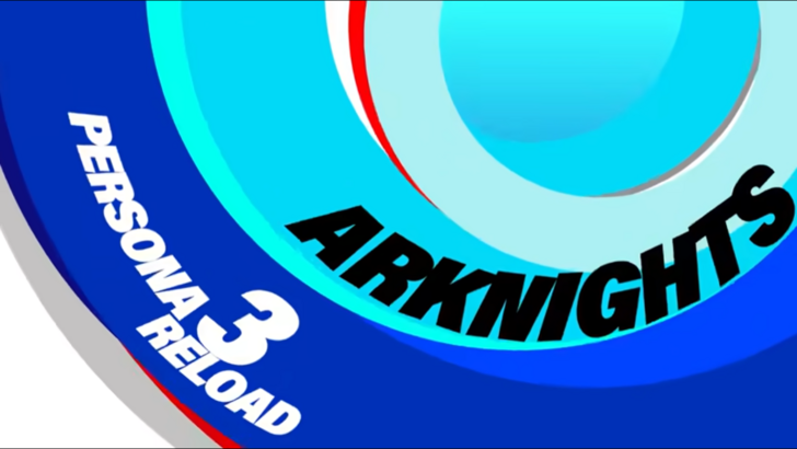 Arknights and Persona 3 Reload collaboration logo on a blue circular graphic background