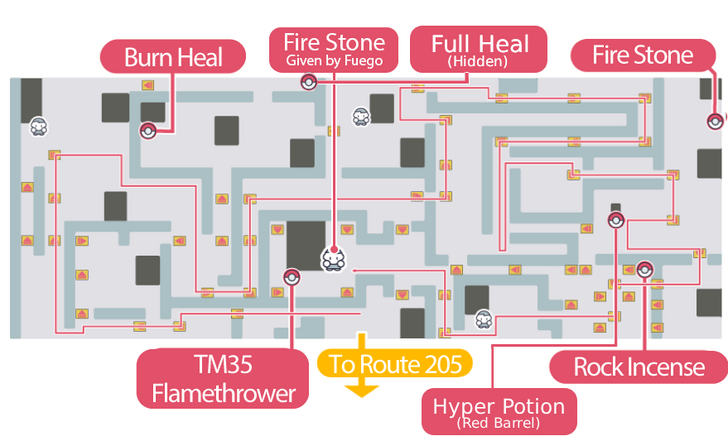 Pokemon BDSP Fuego Ironworks Interior Complete Items Map