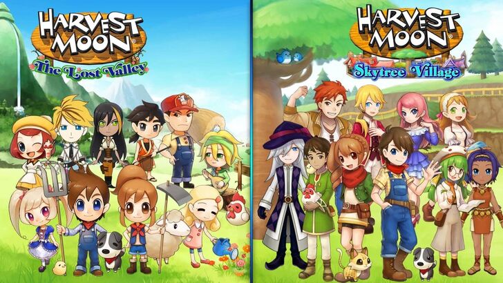 Promotional Art for The Lost Valley and Skytree Village along with the logo