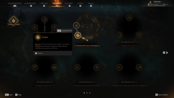 mistfall talent tree