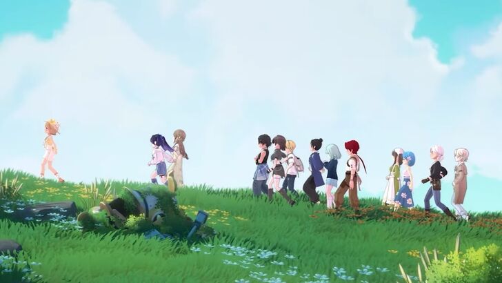 Main Character With All Love Interests Going Up A Hill