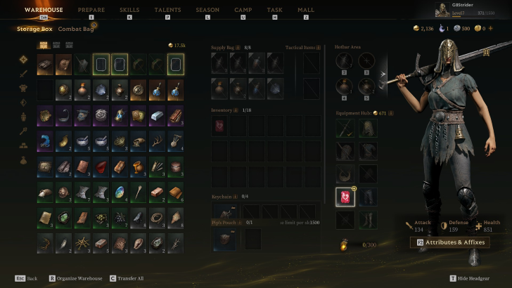 mistfall hunter inventory