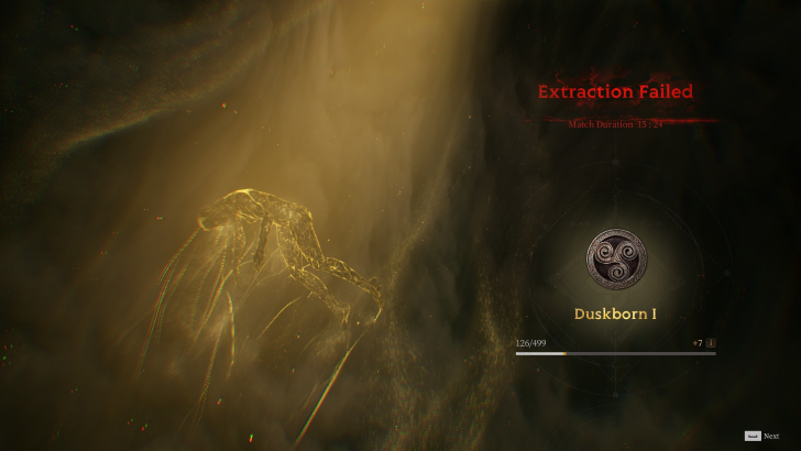 mistfall hunter extraction failed