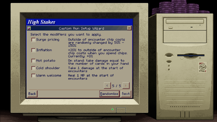 dungeons and degenerate gamblers custom runs screen