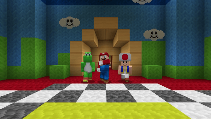 Mario Yoshi and Toad minecraft skins