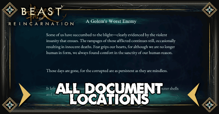 Beast of Reincarnation - All Document Locations