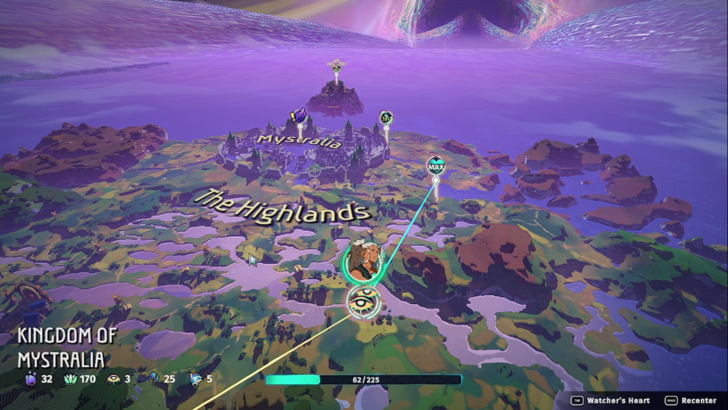echoes of mystralia overworld map selection screen