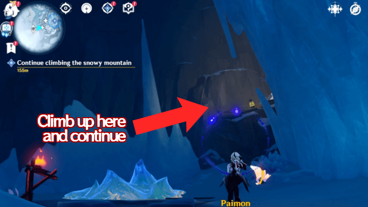 Genshin Impact - For an Ice Mirror Fragment - Help the person in the icy cave 2