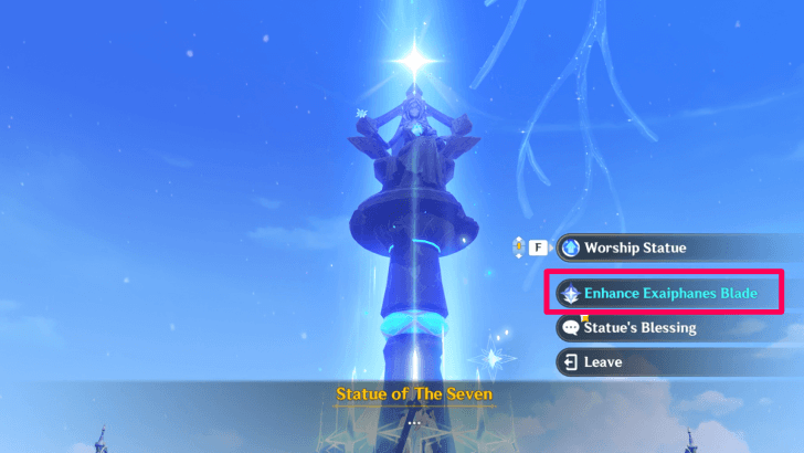 Use the Exaiphanes Blade on the Statue of the Seven