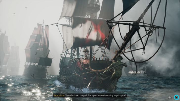 Pirate Ship Sailing Through The Ocean