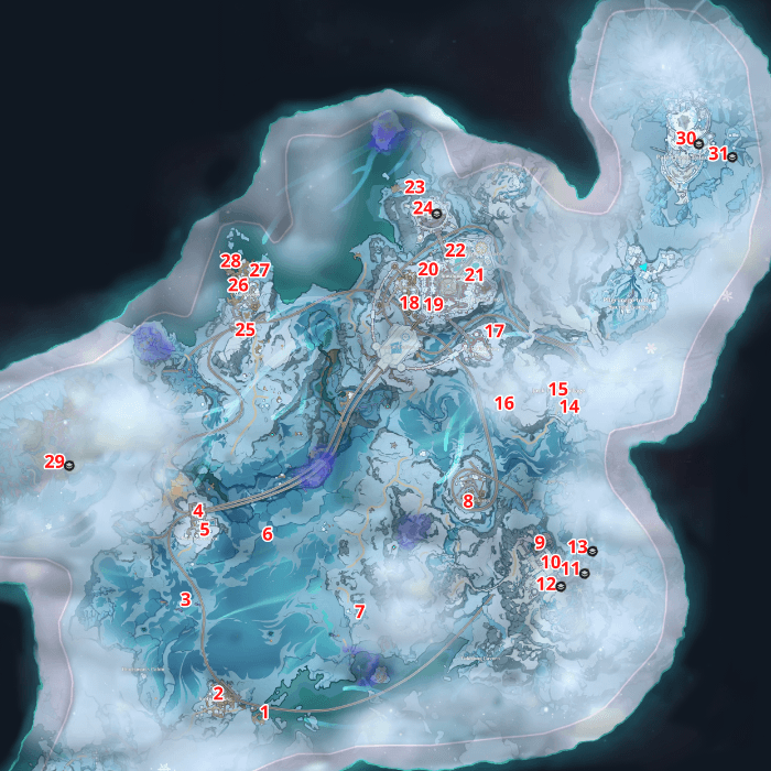 Genshin - 7.0 Snezhnaya Remarkable Chests Map