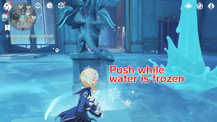 Genshin Impact - White Birch Snowgrave - Two Statues in Royal Hall 3