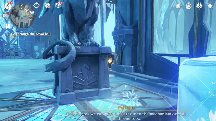 Genshin Impact - White Birch Snowgrave - Two Statues in Royal Hall 4