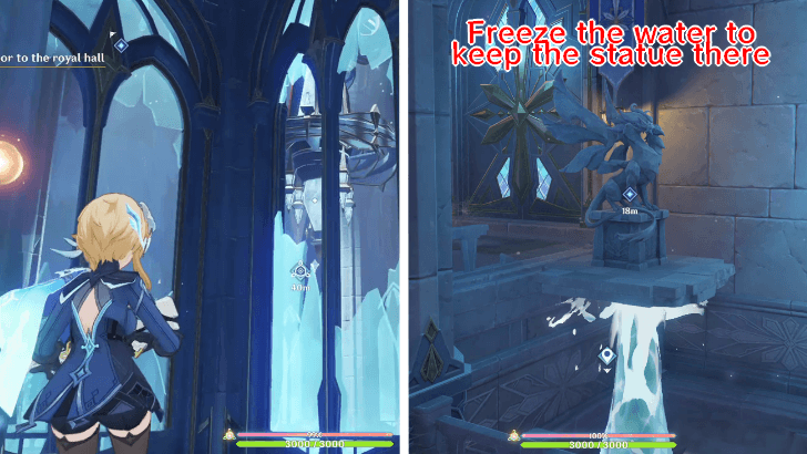 Genshin Impact - White Birch Snowgrave - Two Statues in Royal Hall 8