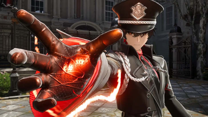 Tough officer reaching out with red energy beams