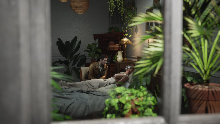 the sinking city 2 view of calvin and faye from a window