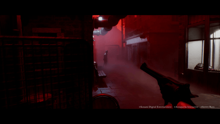 Simon using the pistol on a monster