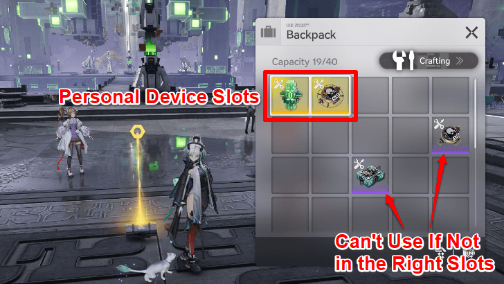 Place in Personal Device Slots in Backpack