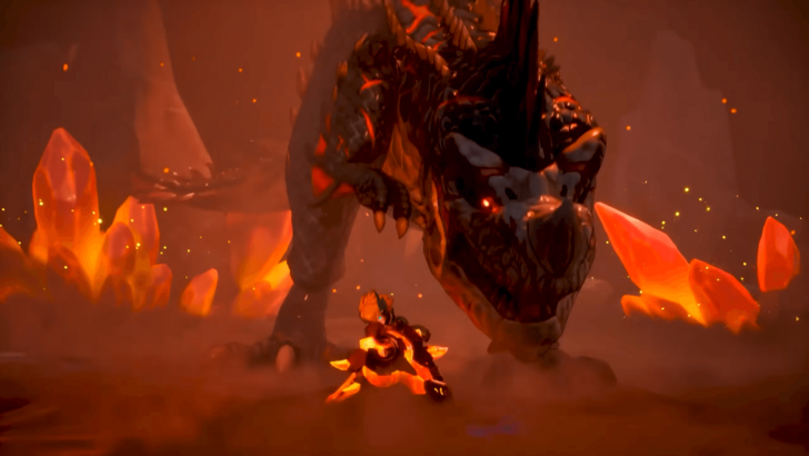 Defending against a monster with a dinosaur ally