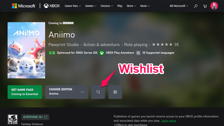 Aniimo Xbox Wishlist