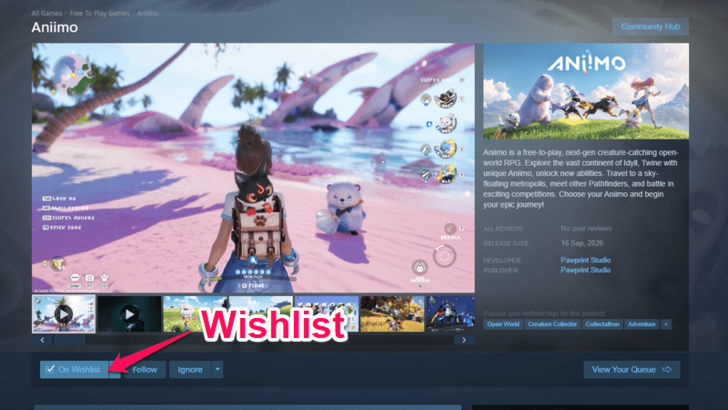 Aniimo Steam Wishlist