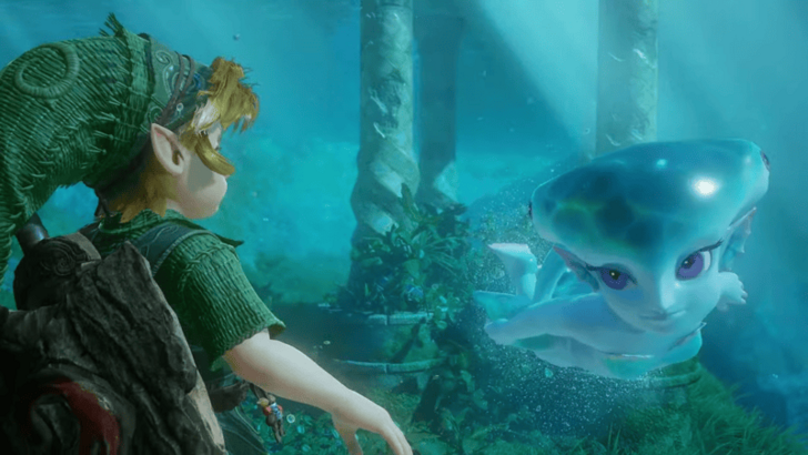 Link underwater with a Zora