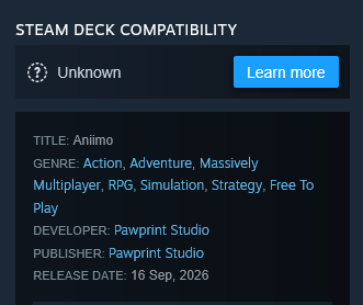Aniimo Steam Deck Compatibility