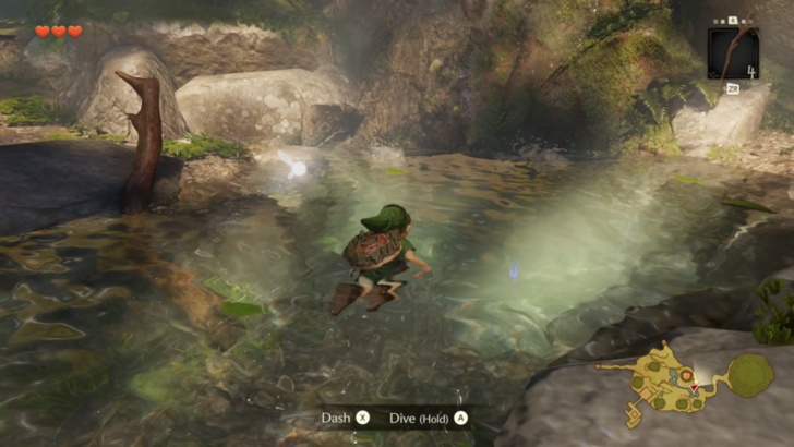 Young Link swimming in a pond
