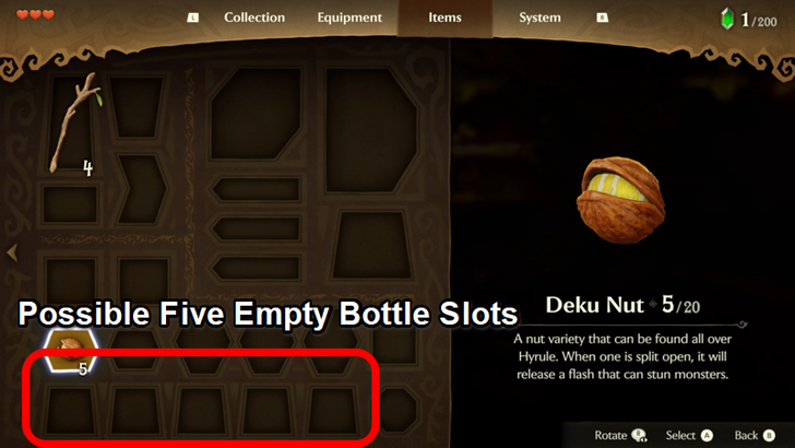 Five Empty Bottle slots