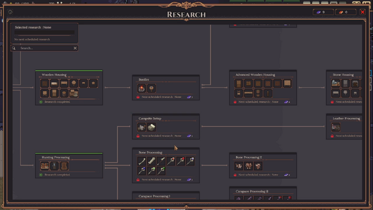 dungeon settlers research screen