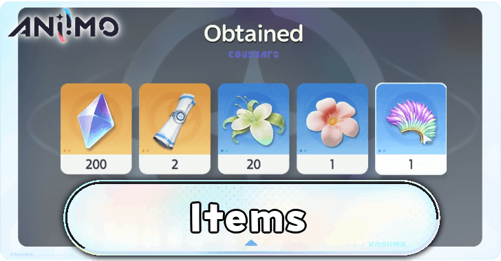 Aniimo - List of All Items