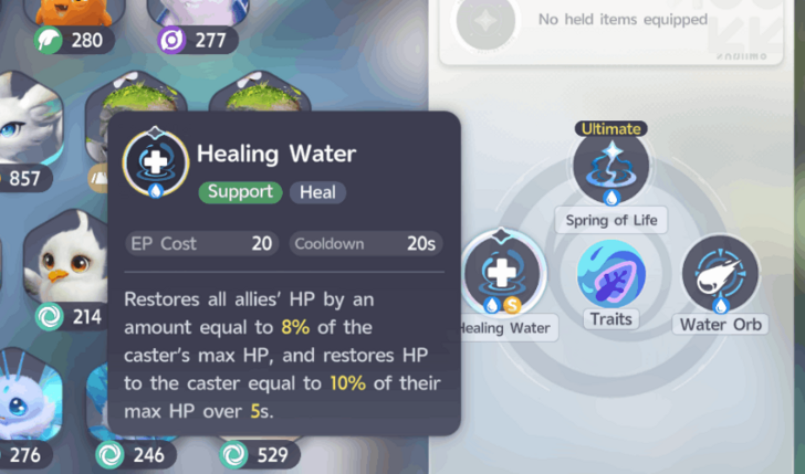 Healing Water Aniimo Skill
