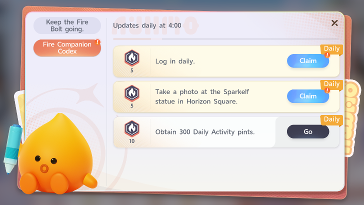 Complete the Fire Companion Codex Quest