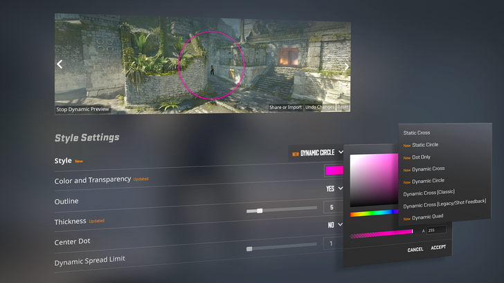 Crosshair customization CS2