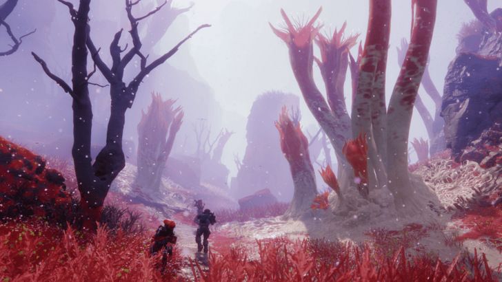 Two Runners exploring a red alien planet