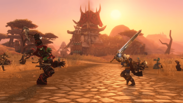 Horde and Alliance fighting in the barrens