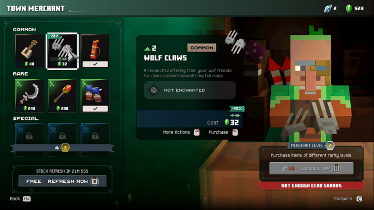 minecraft dungeons 2 shop