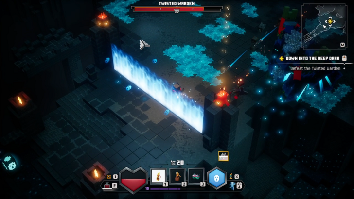 minecraft dungeons 2 twisted warden boss fight