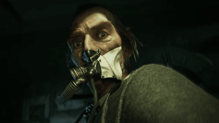 Shocked look of a sickly masked man