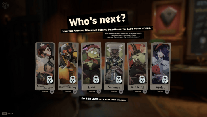 Voting for six heroes