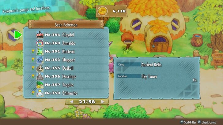 Pokemon List at Rescue Camp