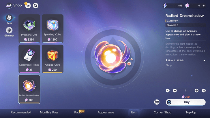 Purchase in the Item Shop