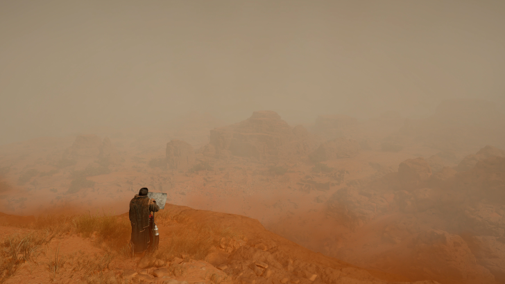 Kliff overlooking a desert