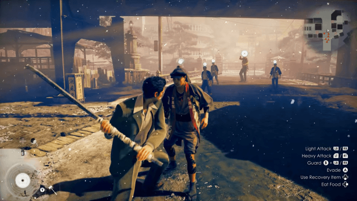 Daito using a blunt weapon on an enemy