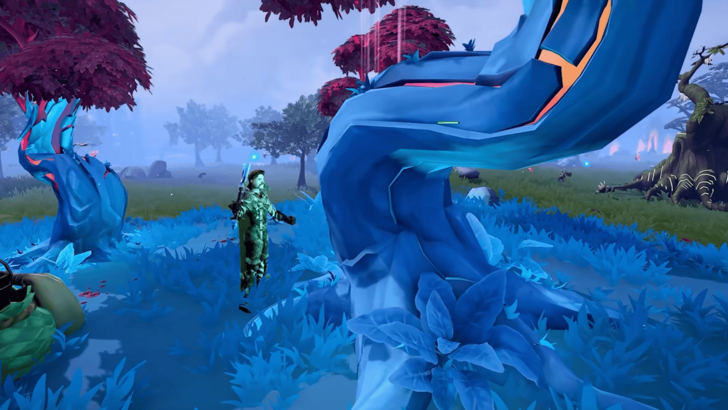 RS3 iron cladded man chopping a blue tree