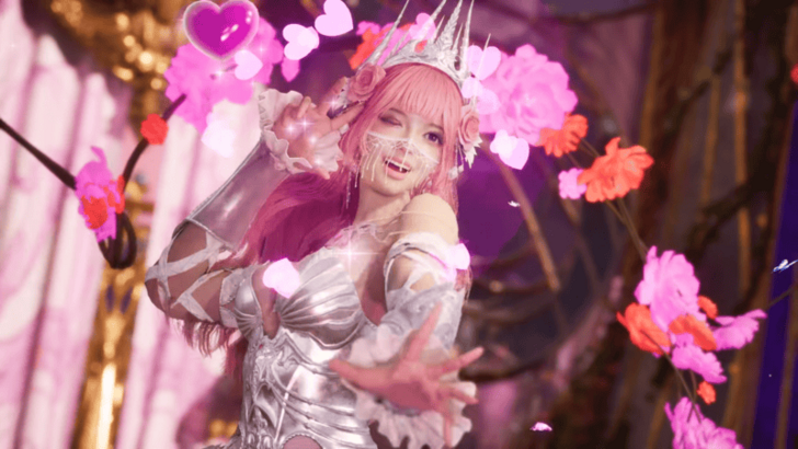 Pink mage surrounded by bright florals