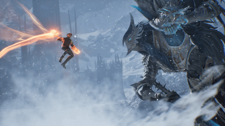 Aion 2 big winged boss in the snowy mountains